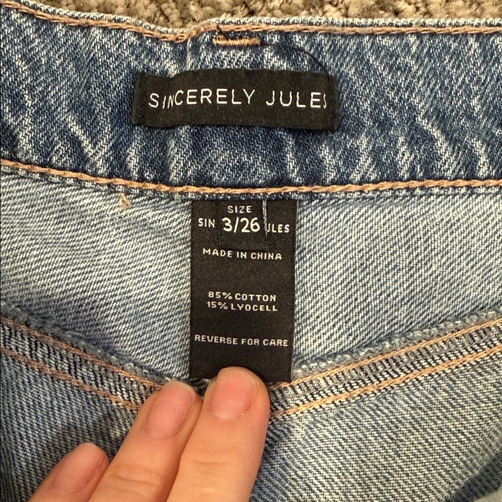 Sincerely Jules Distressed Blue High Rise Straight Jeans (3/26) - Picture 3 of 7